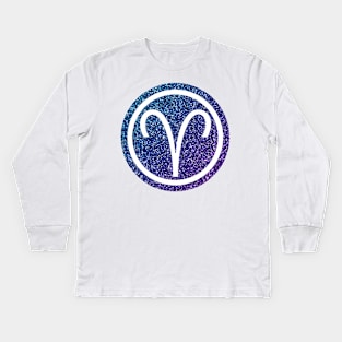 Blue Purple Glitter Zodiac - Aries Kids Long Sleeve T-Shirt